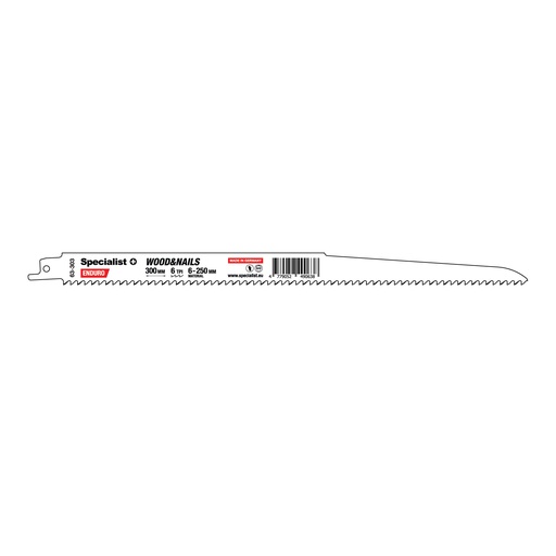 [63-303] SPECIALIST+ metal reciprocating saw blade BI-METAL, 300 mm, 6 TPI
