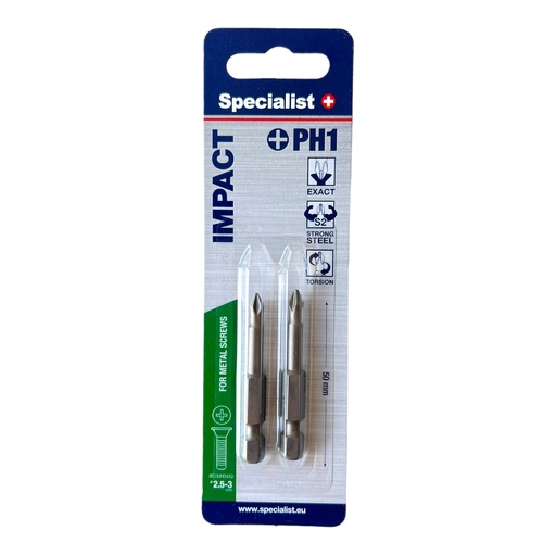 [24/2-141] SPECIALIST+ screwdriver bit PH1, 50 mm, 2 pcs