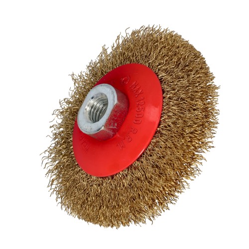 [71-8765] Stiepļu birste ar misiņa pārklājumu 120 mm. M14