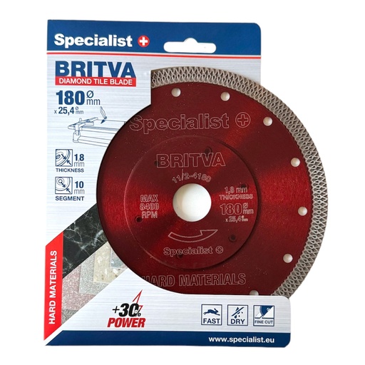 [11/2-4180] SPECIALIST+ dimanta griešanas disks BRITVA, 180x1,8x25,4 mm