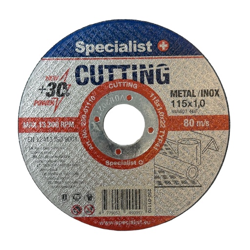 [250-01110] SPECIALIST+ metalli lõikeketas CUTTING, 115x1,0x22 mm