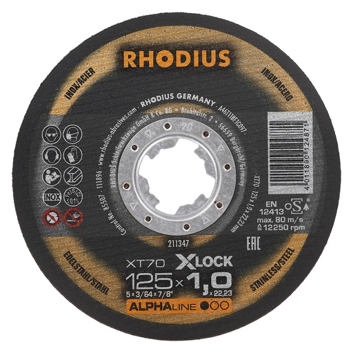 [250-211348] RHODIUS metalli lõikeketas XT70 X-LOCK, 125x1,5x22,23 mm