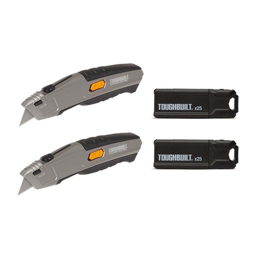 [73-H4S5220] 2-Pack AutoloadingUtility Knives+50 blades ToughBuilt®