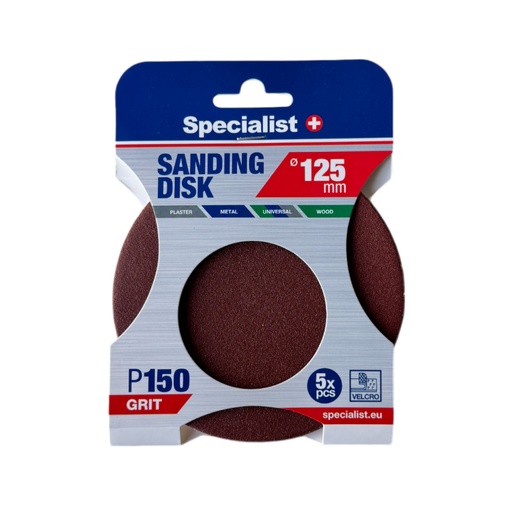[250-1150] SPECIALIST+ šlifavimo popierius P150, 125 mm, 5 vnt.