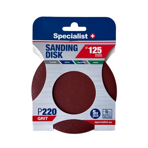 [250-1220] SPECIALIST+ šlifavimo popierius P220, 125 mm, 5 vnt.