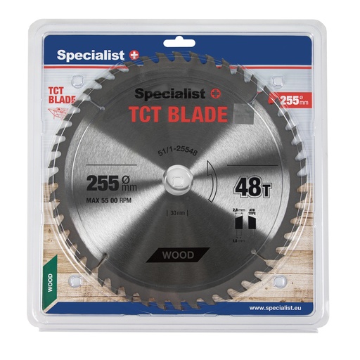 [51/1-25548] SPECIALIST+ TCT blade, 255x48Tx30/25,4 mm