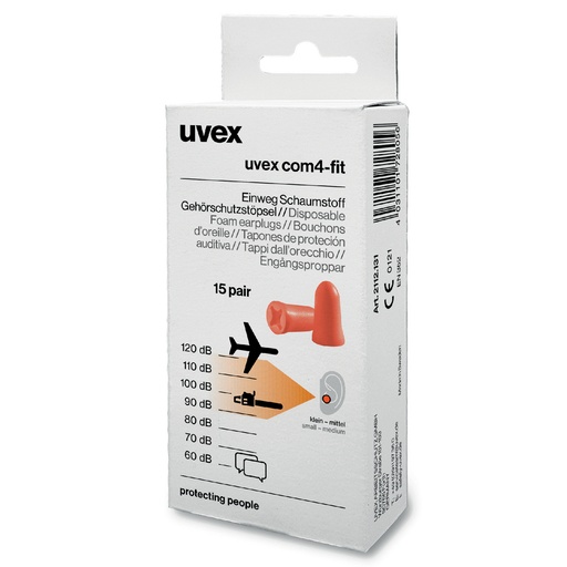 [80-2112131] Earplugs UVEX Com4-fit SNR, 33dB, 15 pairs