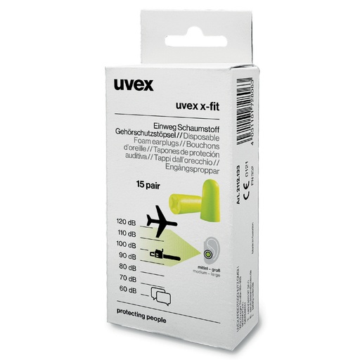 [80-2112133] Ausu aizbāžņi UVEX X-fit, 37dB, 15 pāri