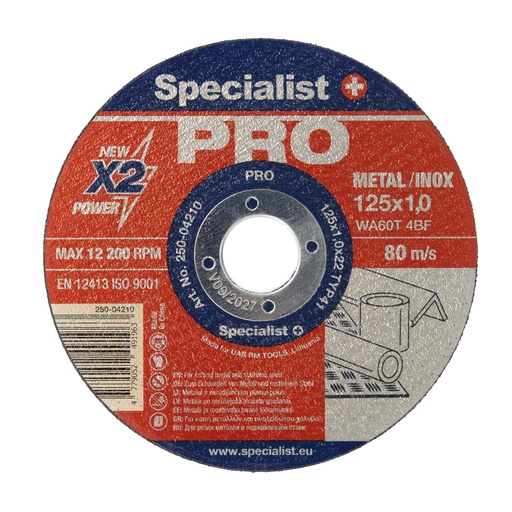 [250-04210] SPECIALIST+ metāla griešanas disks PRO, 125x1x22 mm