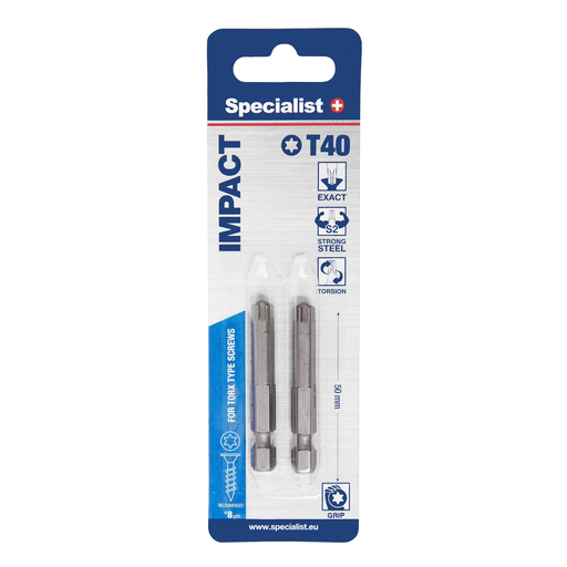 [24/2-072] SPECIALIST+ Kruvikeeraja otsik TORX GRIP T40, 50mm, 2 vnt.