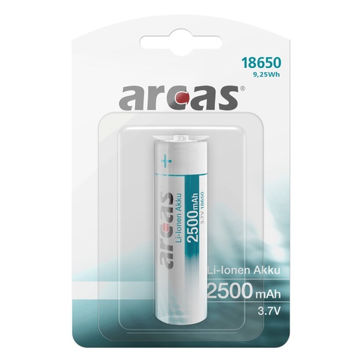 [44/1-18650] Uzlādējams elements Li-ion 18650 3.7V B1 2500 mAh, ARCAS, 1 gab.