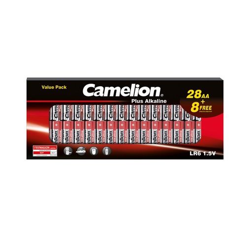 [44/1-LR06B36] Patarei LR06 B28+8, AA, 1,5V, CAMELION, 36 tk