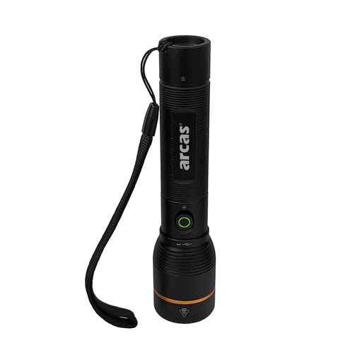 [44/4-5689] Pocket flashlight 10W, rechargeable USB-C, black, ARCAS