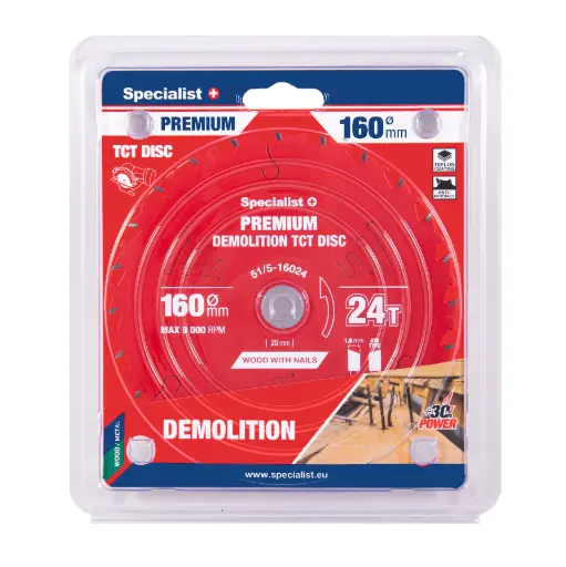 [51/5-16024] Pjovimo diskas 160x24Tx20mm, Demolition PREMIUM, SPECIALIST+