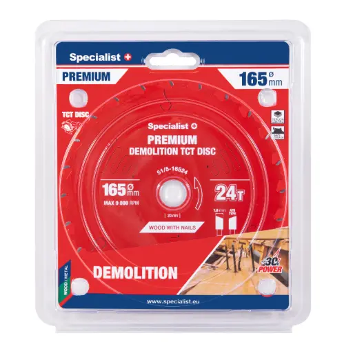[51/5-16524] Pjovimo diskas 165x24Tx20mm, Demolition PREMIUM, SPECIALIST+