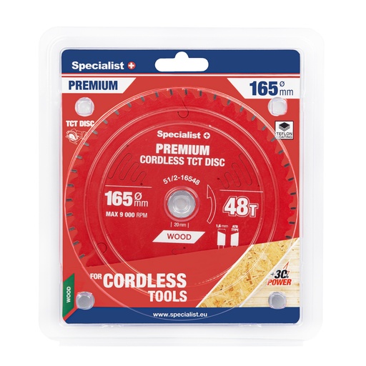 [51/2-16548] Saeketas 165x48Tx20mm, Cordless PREMIUM, SPECIALIST+