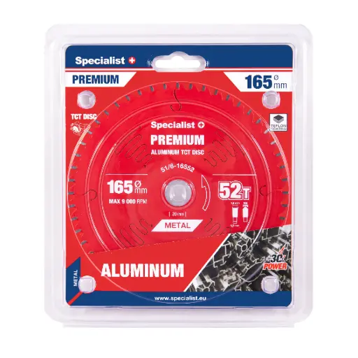 [51/6-16552] Pjovimo diskas 165x52Tx20mm, Aluminium PREMIUM, SPECIALIST+