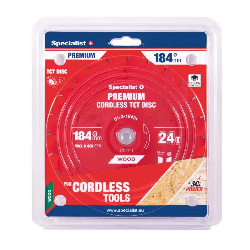 [51/2-18424] Saeketas 184x24Tx20/16mm, Cordless PREMIUM, SPECIALIST+