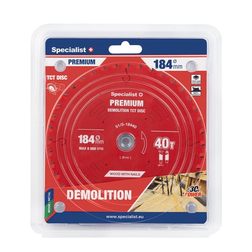 [51/5-18440] Saeketas 184x24Tx20/16mm, Demolition PREMIUM, SPECIALIST+