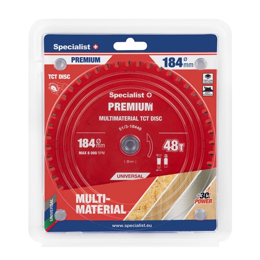 [51/3-18448] Cutting disc 184x48Tx20/16mm, Multimaterial PREMIUM, SPECIALIST+