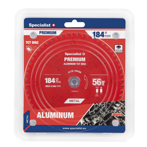 [51/6-18456] Cutting disc 184x56Tx20/16mm, Aluminium PREMIUM, SPECIALIST+