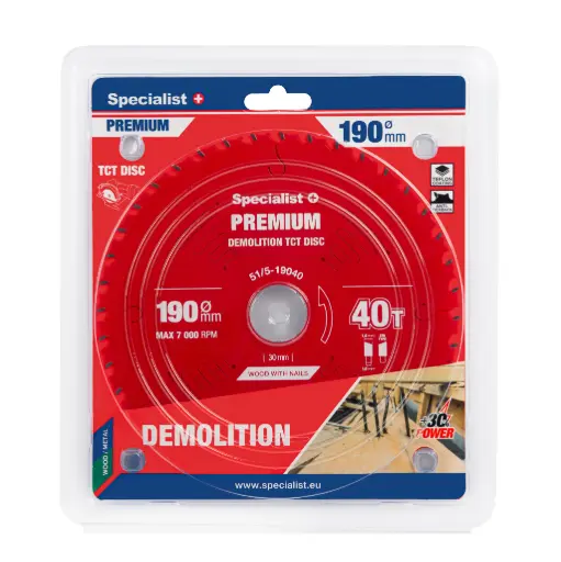 [51/5-19040] Pjovimo diskas 190x40Tx30mm, Demolition PREMIUM, SPECIALIST+