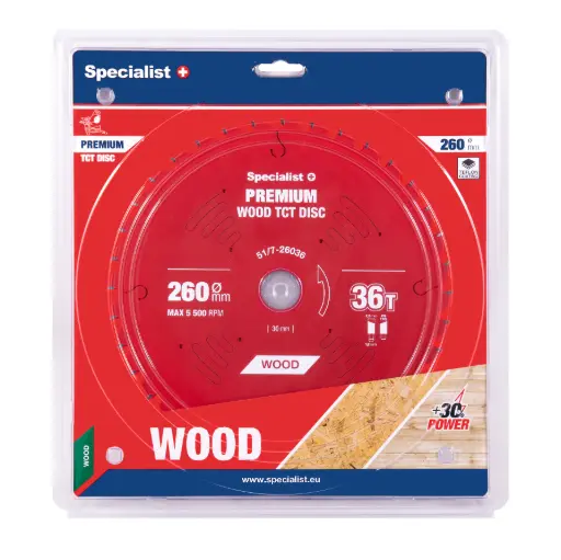 [51/7-26036] Saeketas 260x36Tx30mm, Wood PREMIUM, SPECIALIST+ 