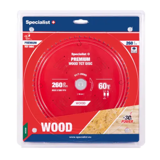 [51/7-26060] Pjovimo diskas 260x60Tx30mm, Wood PREMIUM, SPECIALIST+ 
