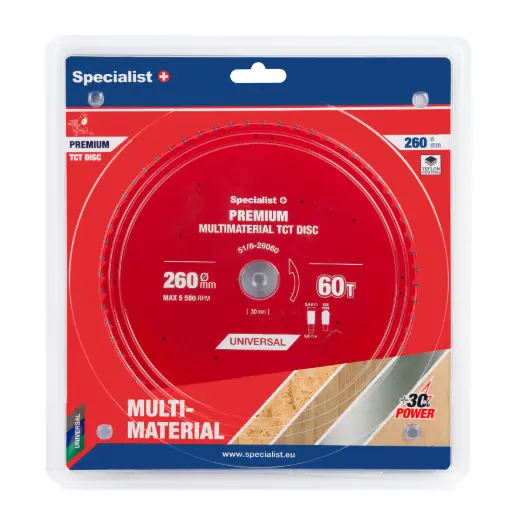 [51/8-26060] Saeketas 260x60Tx30mm, Multimaterial PREMIUM, SPECIALIST+ 