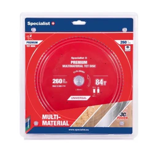 [51/8-26084] Cutting disc 260x84Tx30mm, Multimaterial PREMIUM, SPECIALIST+ 