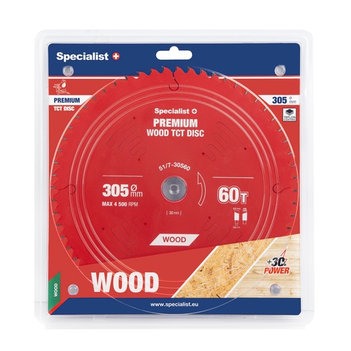 [51/7-30560] Pjovimo diskas 305x60Tx30mm, Wood PREMIUM, SPECIALIST+ 
