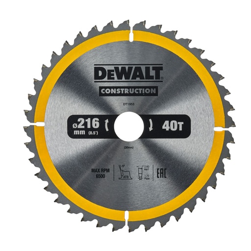 [26/5-DT1953] DeWALT saeketas 216x30x40T