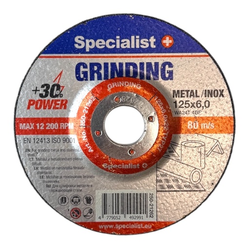 [250-21262] SPECIALIST+ šlifavimo diskas GRINDING, 125x6x22 mm