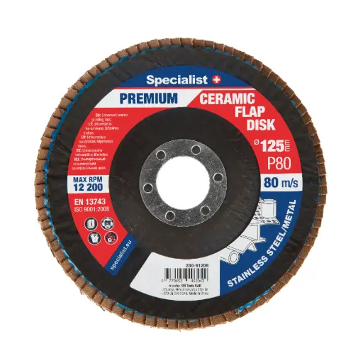 [250-61208] Atlokšņu slīpēšanas disks 125 mm, P80, Keramiskais PREMIUM, SPECIALIST+