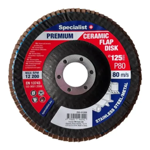 [250-61208] Lapelinis šlifavimo diskas 125 mm, P80, Ceramic PREMIUM, SPECIALIST+ 