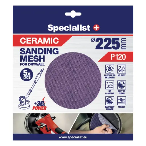 [250-8120] Specialist+ Keramikas Siets MESH, 225 mm, P120, 5 gab.