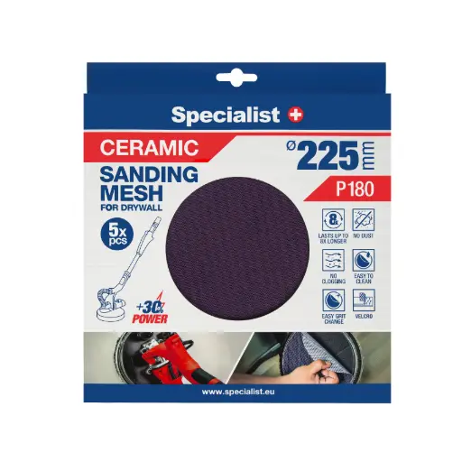 [250-8180] Specialist+ Ceramic Mesh Disc, 225 mm, P180, 5 pcs