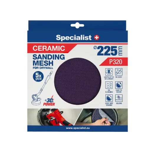[250-8320] Specialist+ Ceramic Mesh Disc, 225 mm, P320, 5 pcs