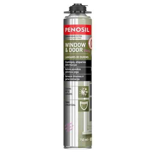 [52-A5058] PENOSIL Window & Door Elastic elastīgās logu un durvju montāžas putas ar salmiņaplikatoru