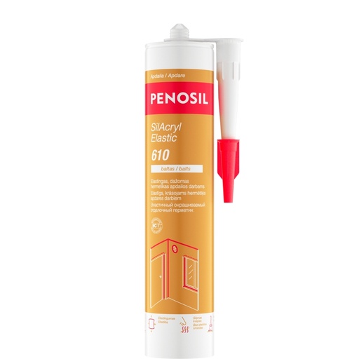 [52-H4433 ] Elastingas dažomas hermetikas SilAcryl Elastic 610, balta, 300 ml, PENOSIL 