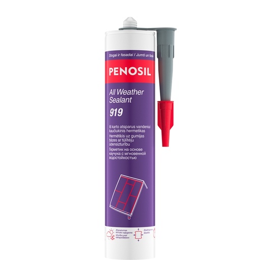 [52-H4493 ] Atsparus vandeniui hermetikas All Weather Sealant 919, pilka, 300 ml, PENOSIL 