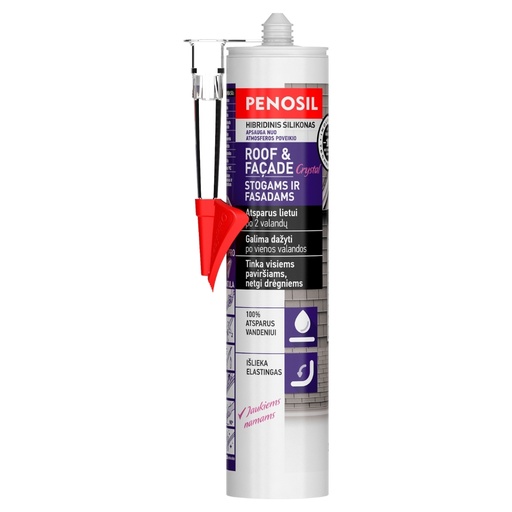 [52-H3181] Bespalvis stogų ir fasadų hermetikas Roof&Facade Crystal , bespalvė, 290 ml, PENOSIL