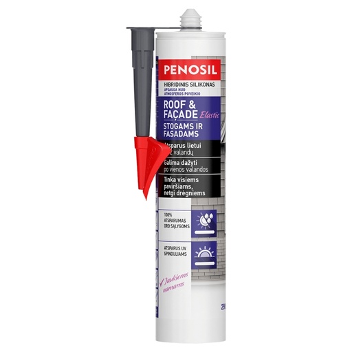 [52-H3179] Elastne katuse- ja fassaadihermeetik Roof&Facade Elastic, hall, 290 ml, PENOSIL
