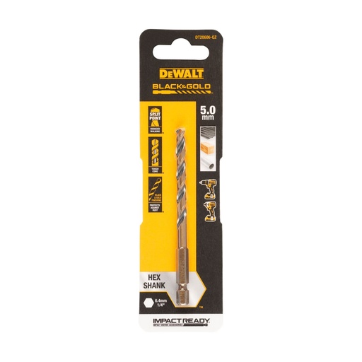 [26/5-DT20606] Metal drill bit HEX 1/4, 5.0 mm, DeWALT