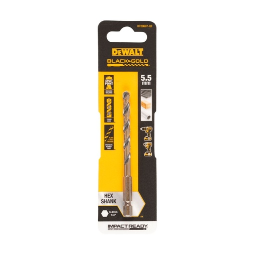[26/5-DT20607] Metal drill bit HEX 1/4, 5.5 mm, DeWALT