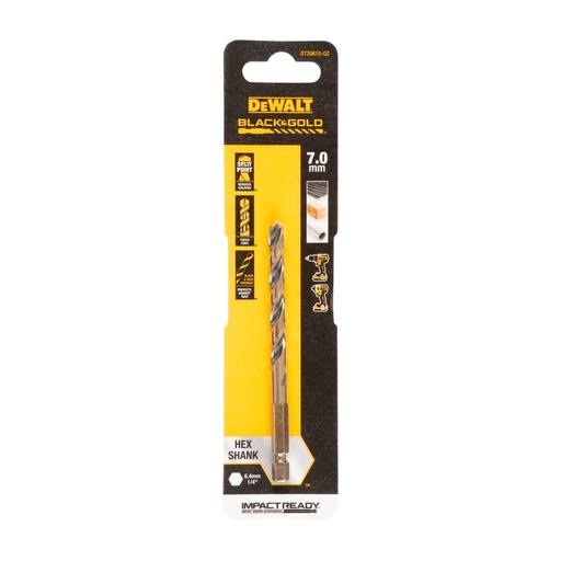 [26/5-DT20610] Metal drill bit HEX 1/4, 7.0 mm, DeWALT