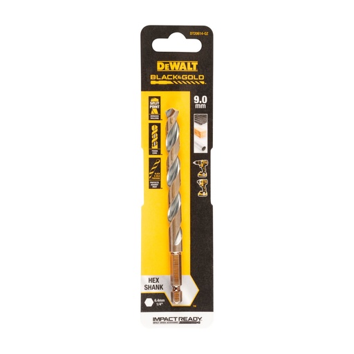 [26/5-DT20614] Metal drill bit HEX 1/4, 9.0 mm, DeWALT