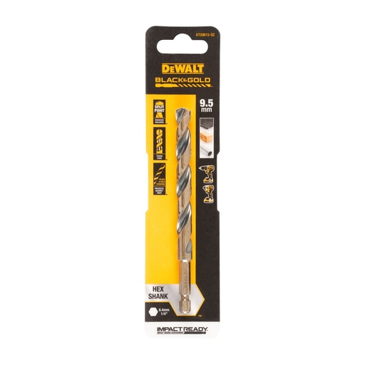 [26/5-DT20615] Metal drill bit HEX 1/4, 9.5 mm, DeWALT