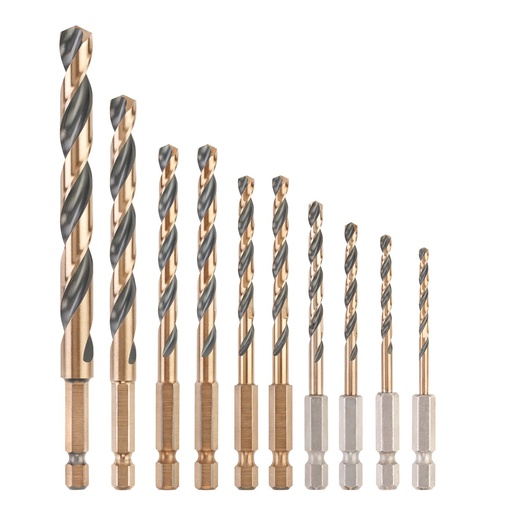 [26/5-DT20620] DeWALT metallipuuride komplekt HEX 1/4", 10 tk