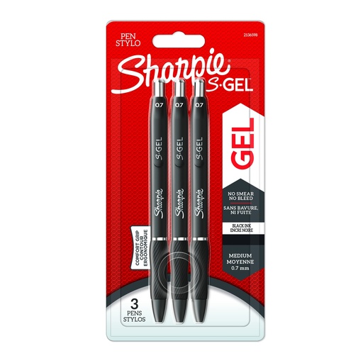 [09-2136598] SHARPIE S-GEL 0.7MM BLK BL3 PE